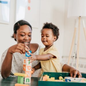 Toddler stacking blocks