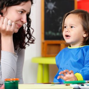 Adult listening to a toddler