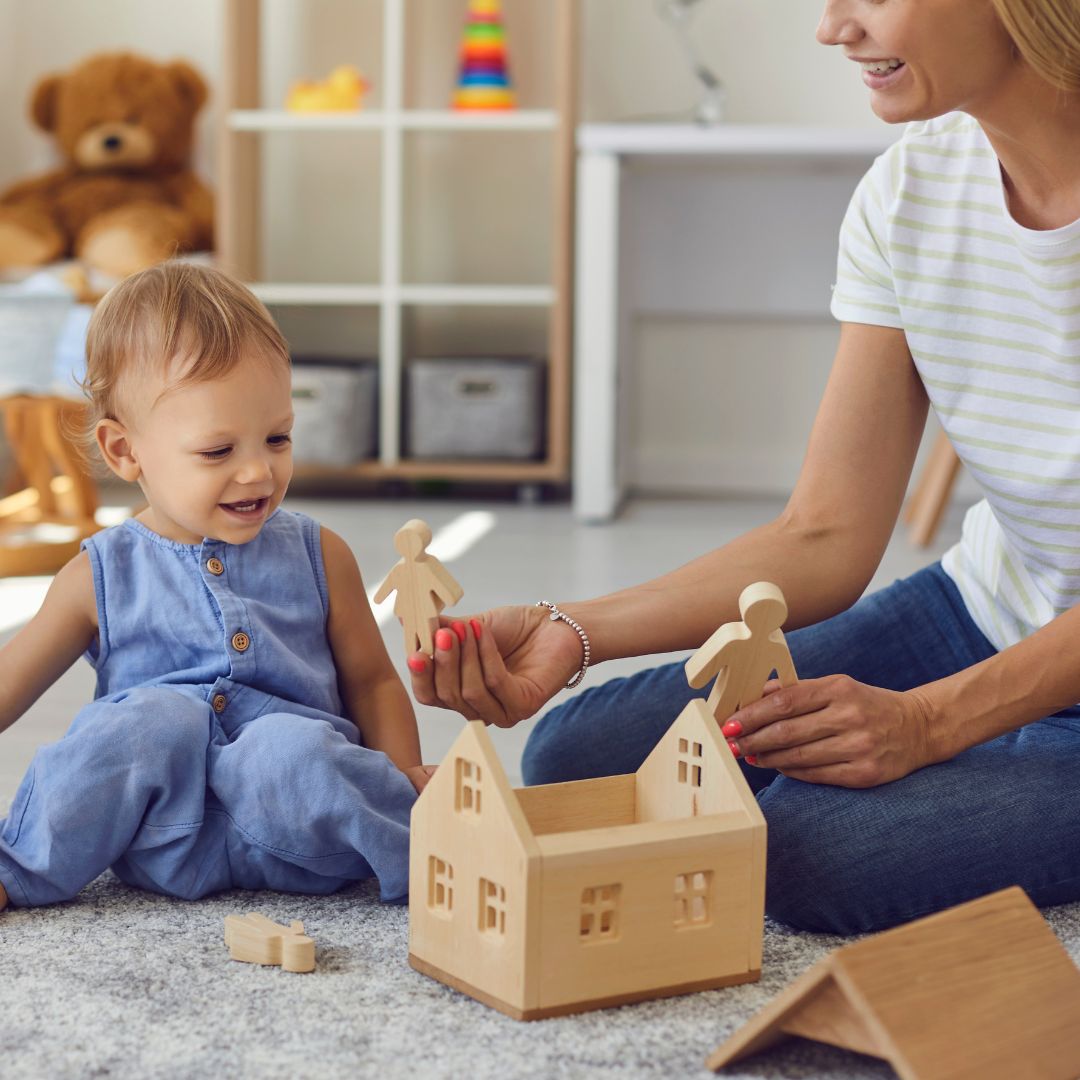 teacher talking to infant