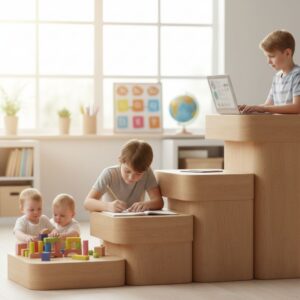 A symbolic image showing a continuous educational journey from early childhood to advanced learning programs.